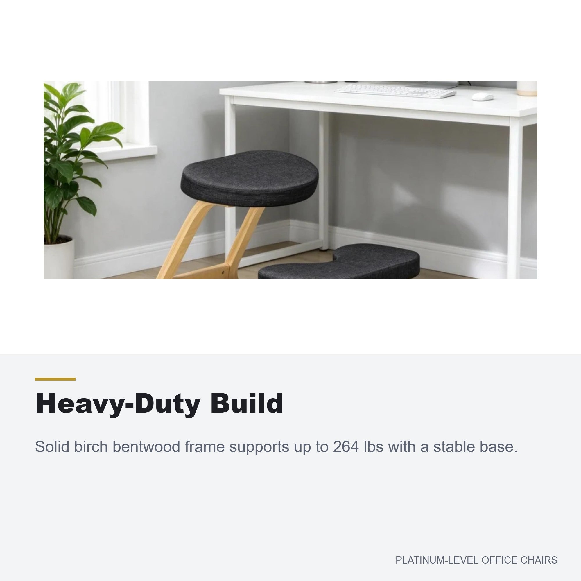 Ergonomic Rocking Kneeling Chair with Bentwood Frame, Black