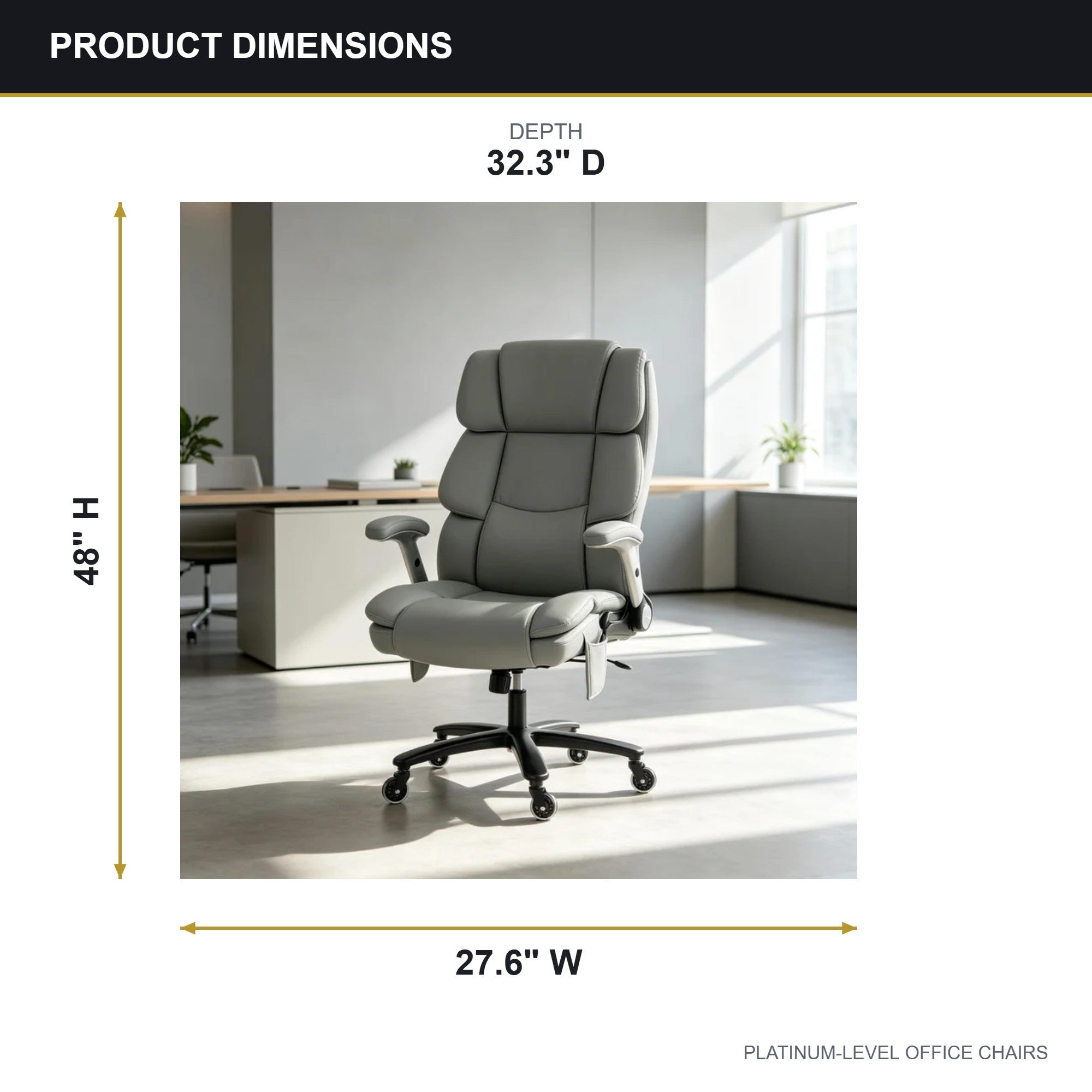 Home Office Chair with Airbag Lumbar Support, Light Gray