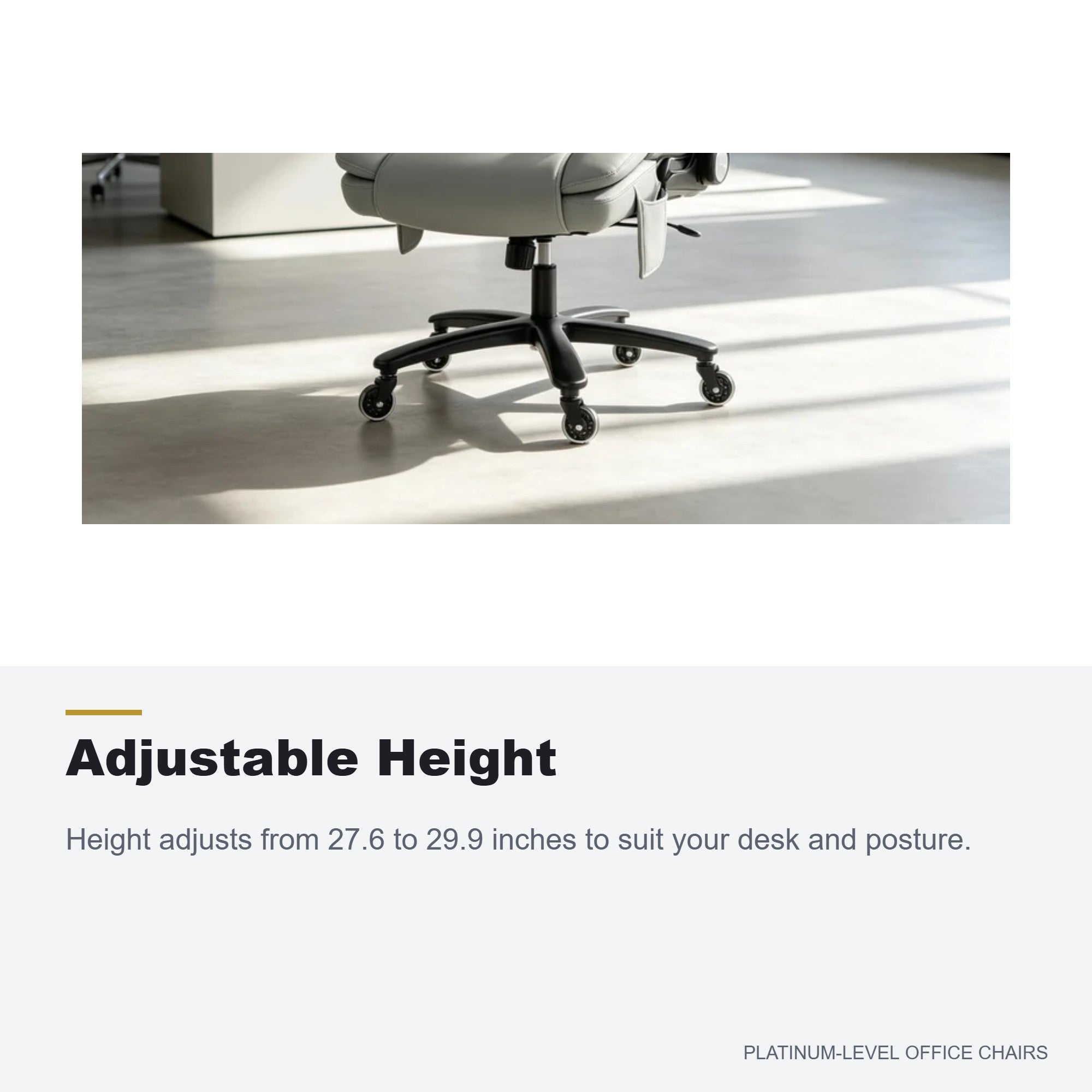Home Office Chair with Airbag Lumbar Support, Light Gray