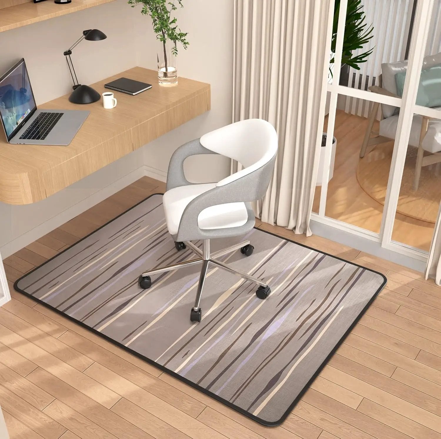 Placoot heavy-duty office chair mat 48x36 inches, suitable for hardwood and carpet, shown on a clean office floor.