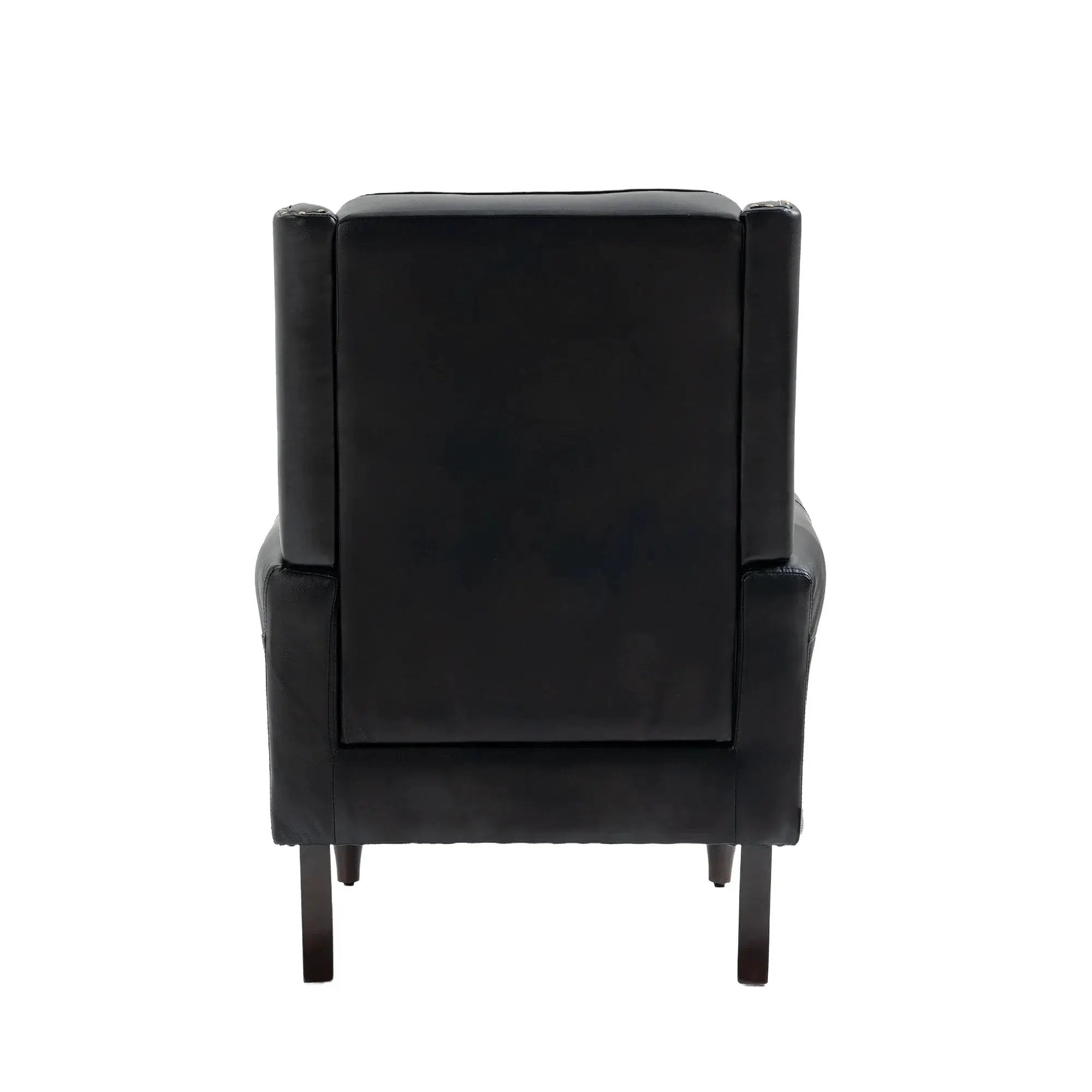 Black PU modern accent armchair with sturdy wood legs, stylish design, from Platinum-Level Office Chairs.