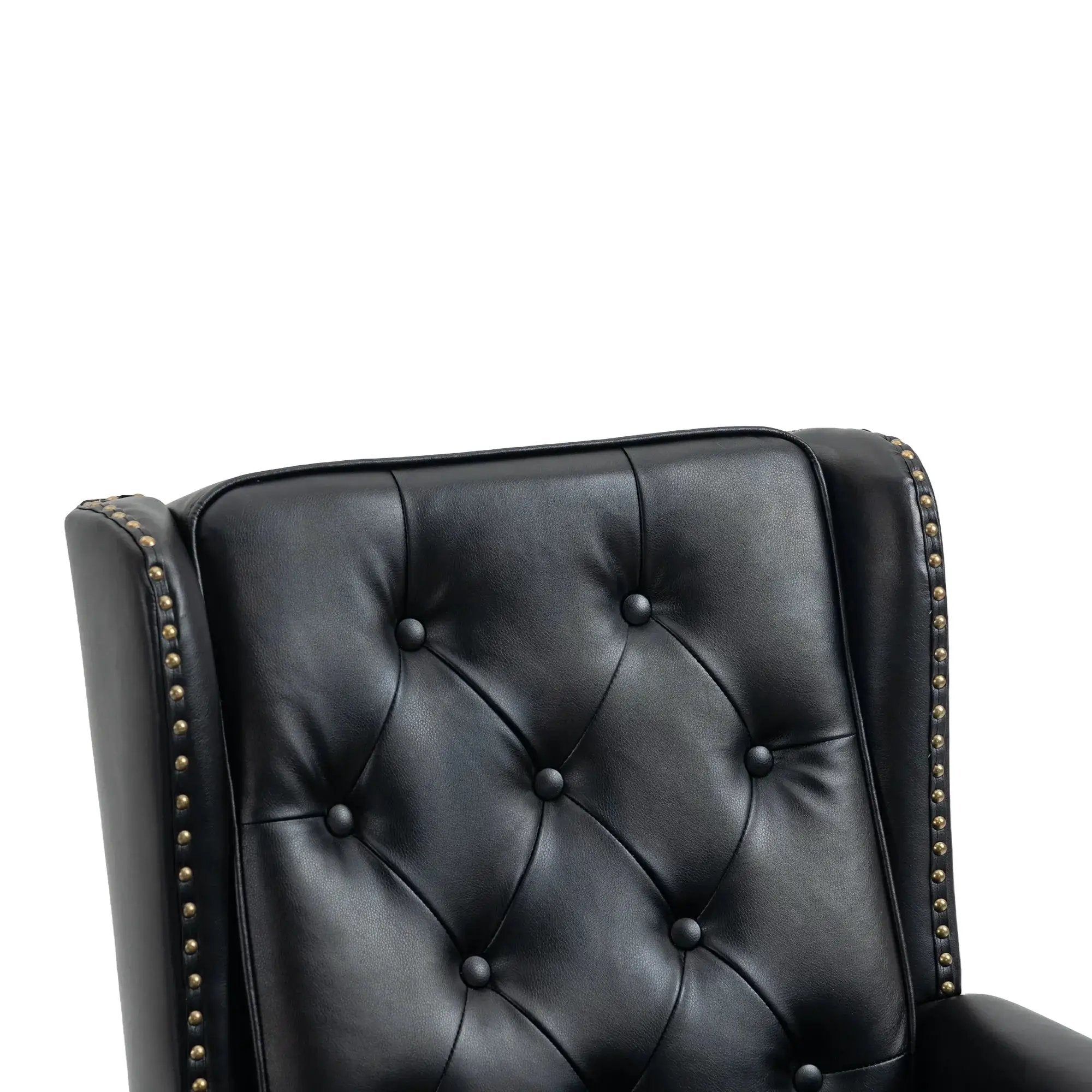 Black PU modern accent armchair with sturdy wood legs, stylish and comfortable for contemporary living spaces.