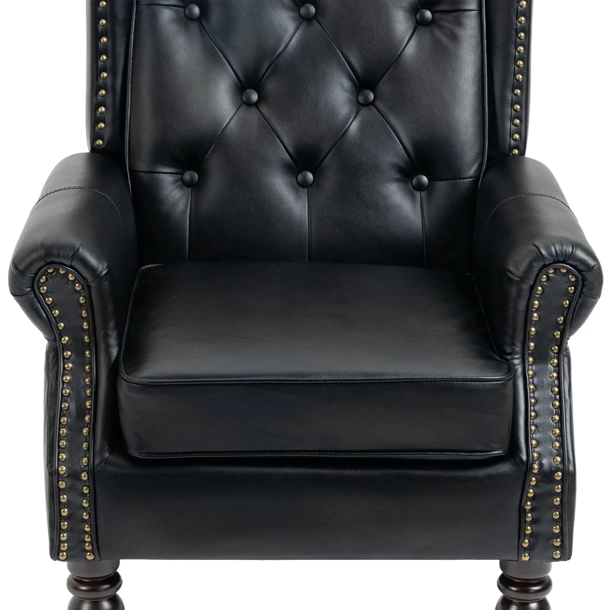 Black PU modern accent armchair with sturdy wood legs, stylish and comfortable, from Platinum-Level Office Chairs.