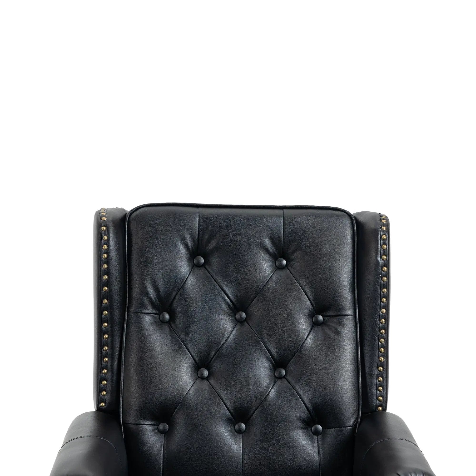 Black PU modern accent armchair with sturdy wood legs, designed for stylish comfort in contemporary home or office spaces.