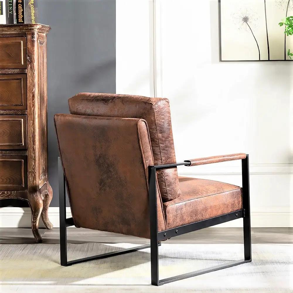 Mid-century modern accent chair with durable brushed metal frame by Platinum-Level Office Chairs, featuring sleek design and comfortable upholstery.