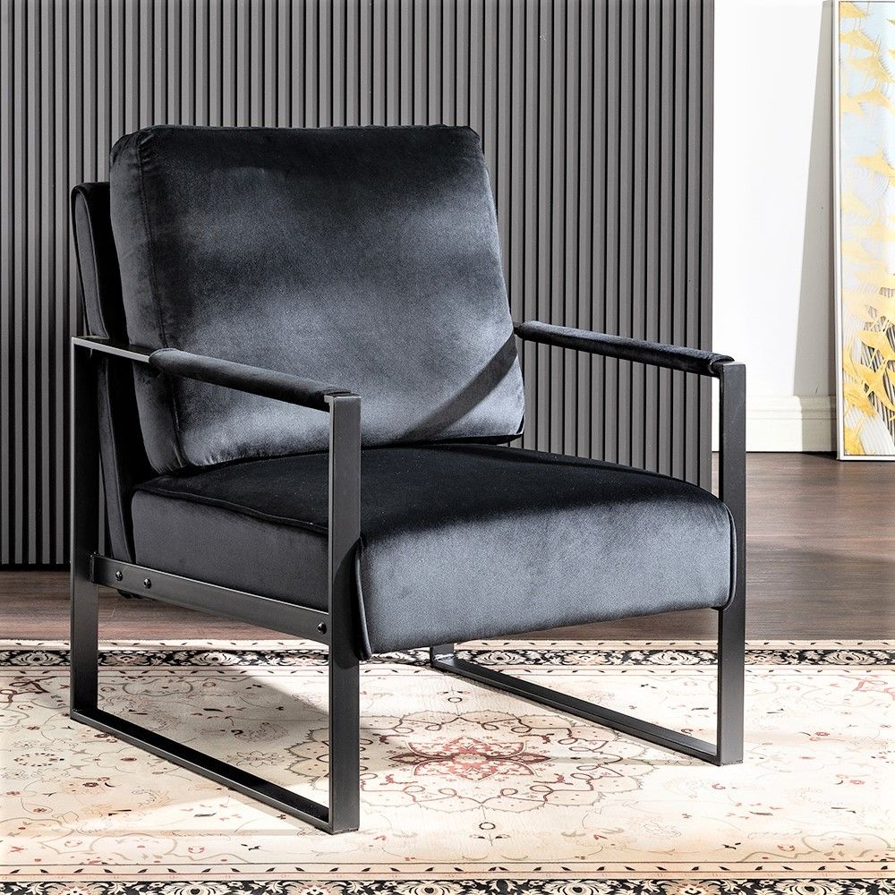 Mid-century velvet accent chair by Platinum-Level Office Chairs with a durable metal frame and plush upholstery.