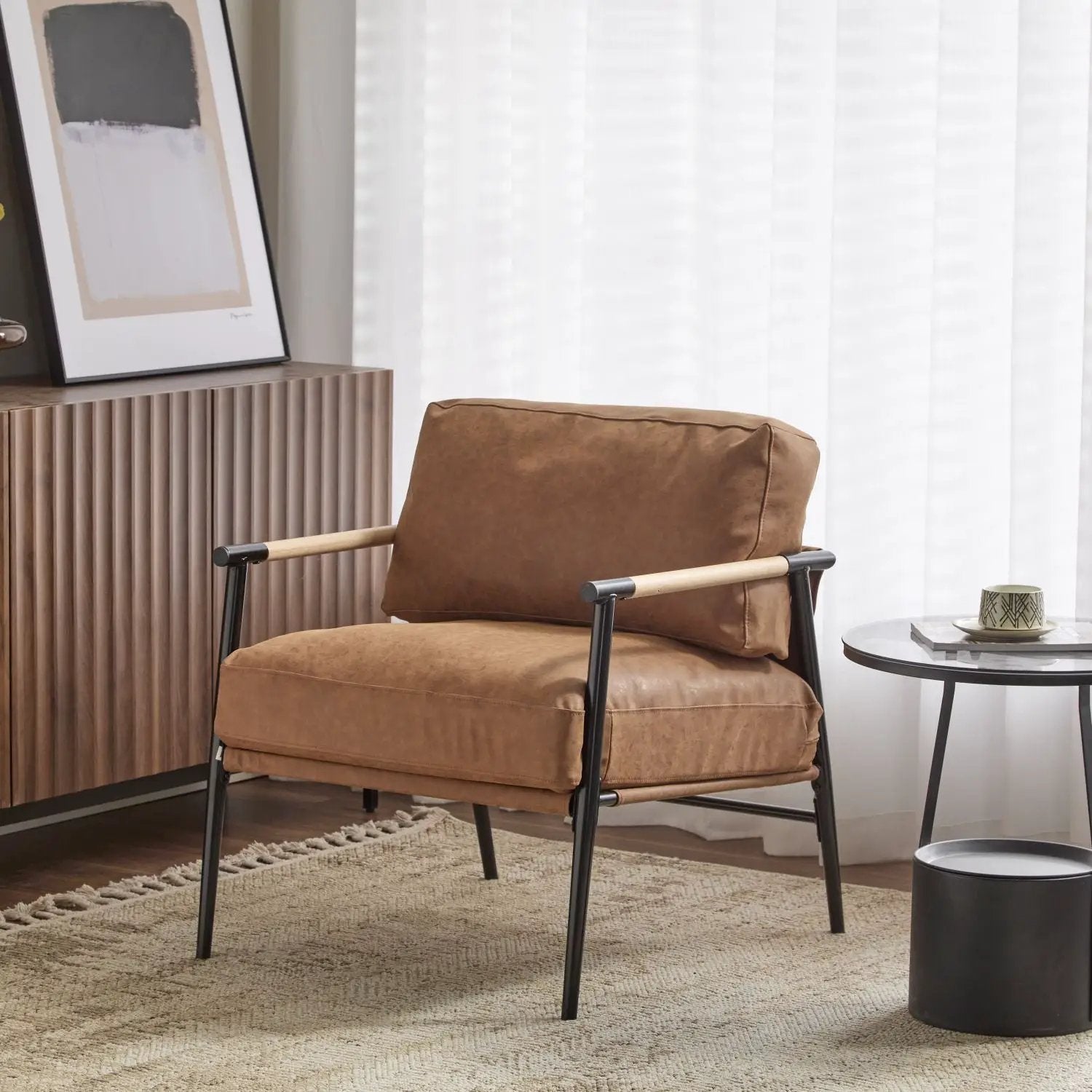 Modern Platinum-Level Office Chairs accent chair with plush cushions, ideal for living room or office seating.