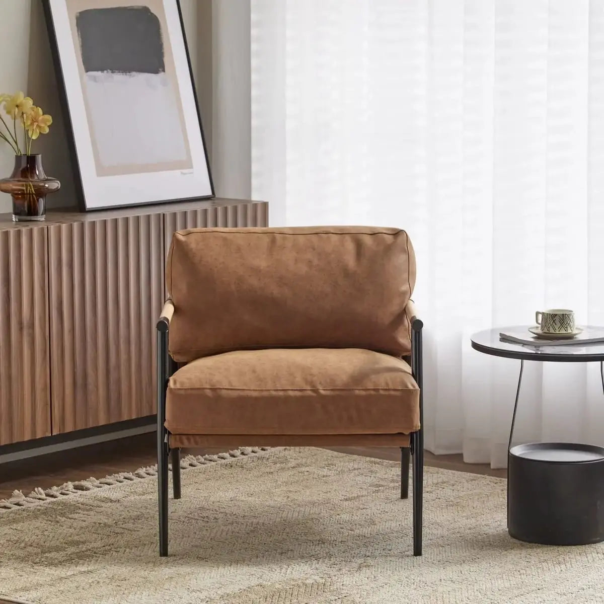 Modern Platinum-Level Office Chairs accent chair with plush cushions, ideal for living room or office seating.