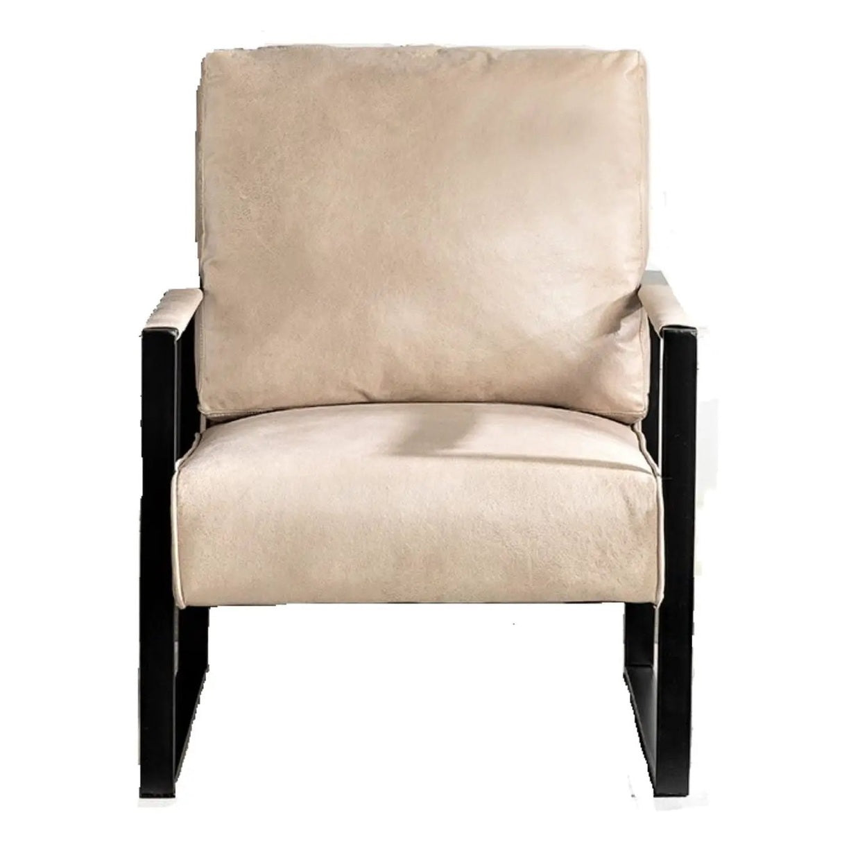 Stylish mid-century modern accent chair with durable metal frame and spotted upholstery by Platinum-Level Office Chairs.