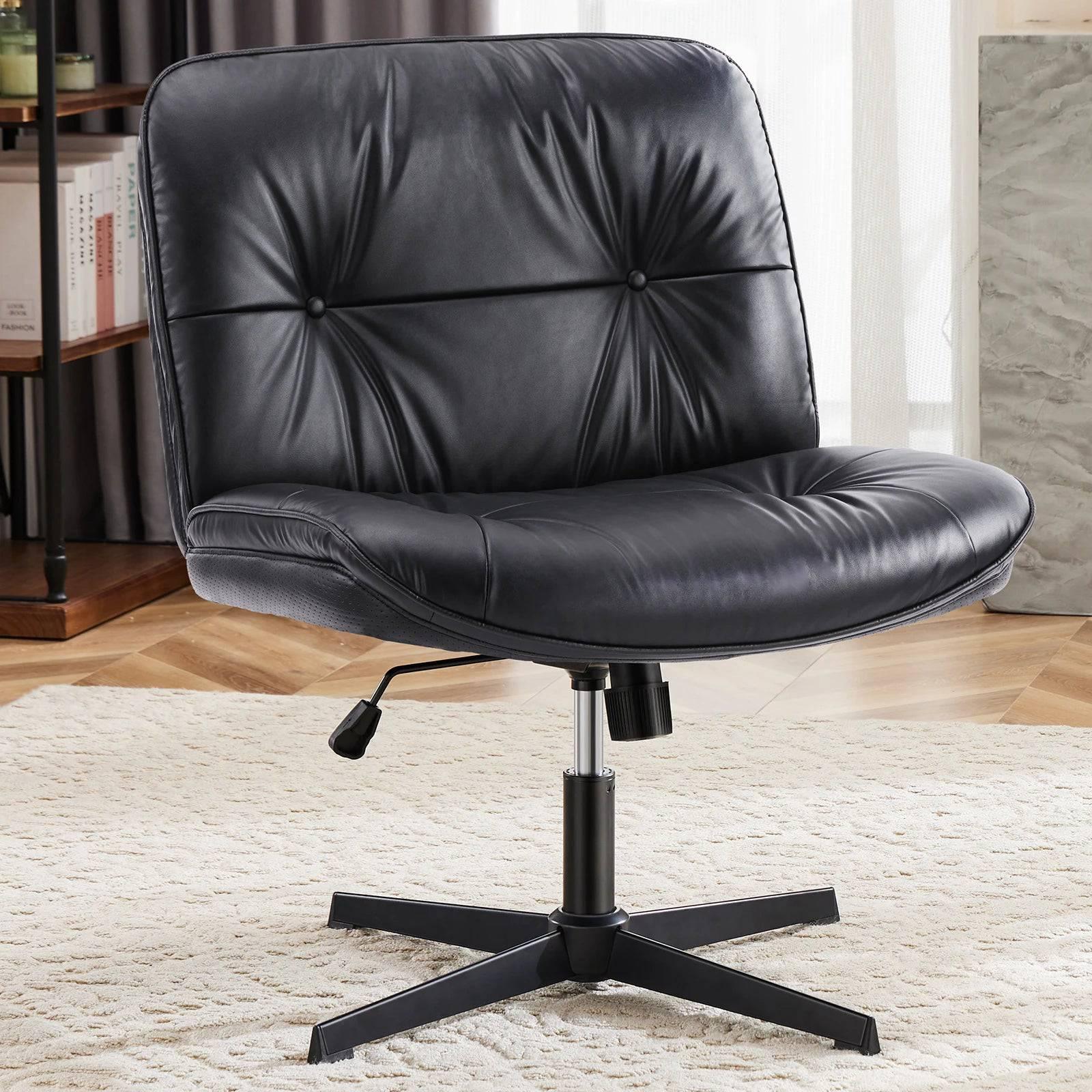 Elegant Adjustable Armless PU Leather Office Chair with 360° Swivel and Dual-Purpose Design - Platinum-Level Office Chairs