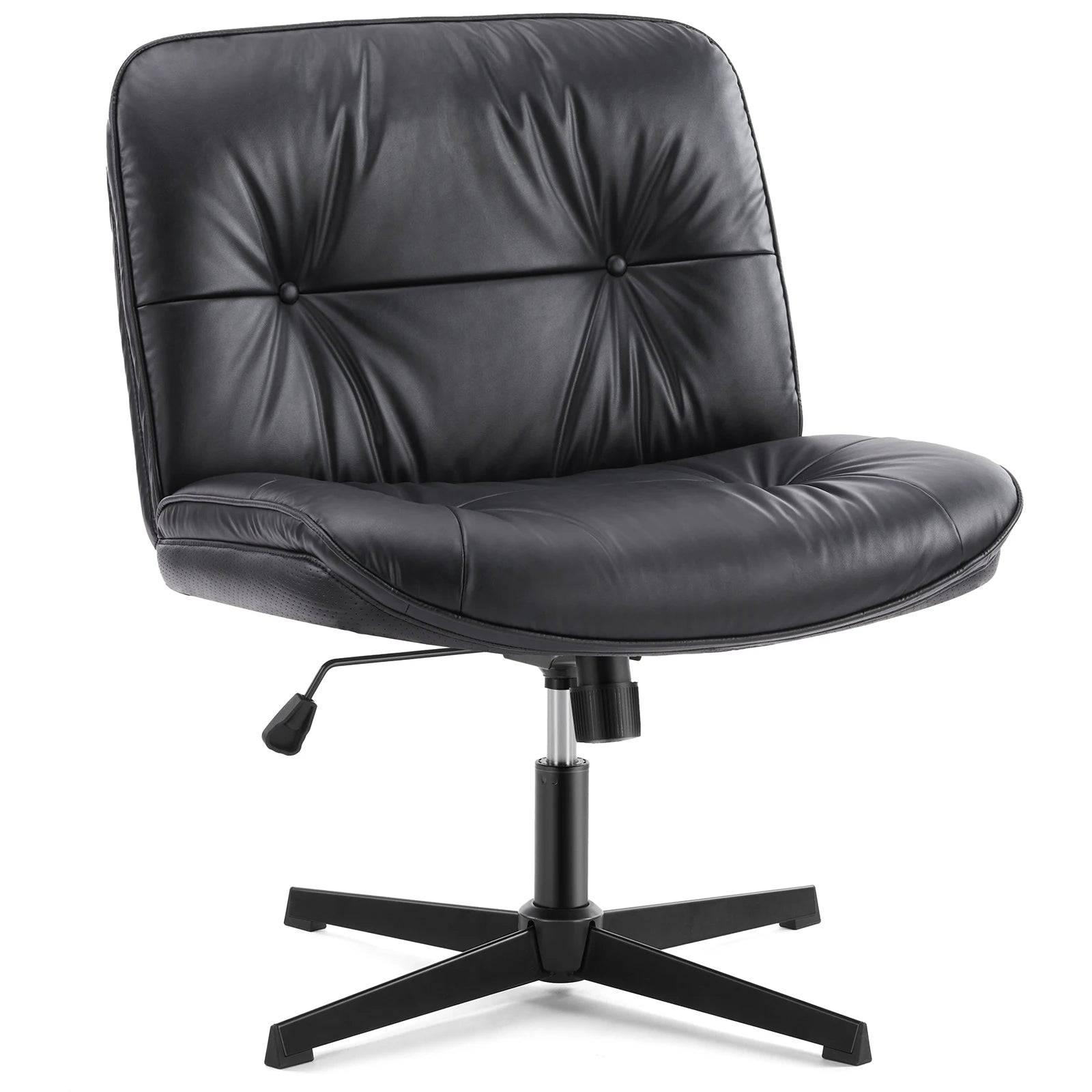 Elegant Adjustable Armless PU Leather Office Chair with 360° Swivel and Dual-Purpose Design - Platinum-Level Office Chairs