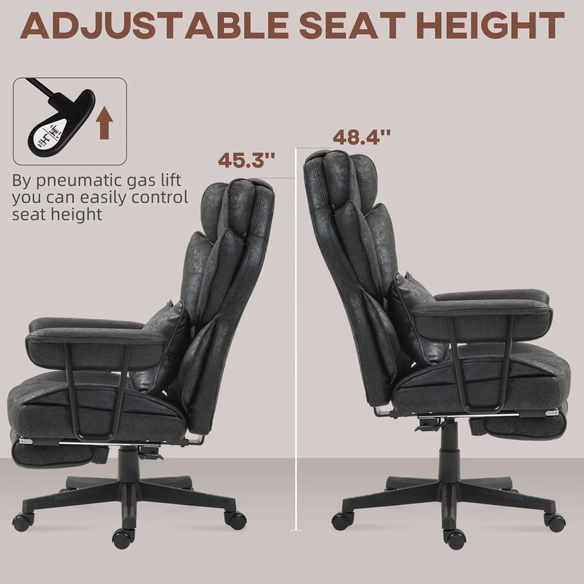 Black big and tall office desk chair by Platinum-Level Office Chairs with footrest and lumbar support, designed for comfort and support.