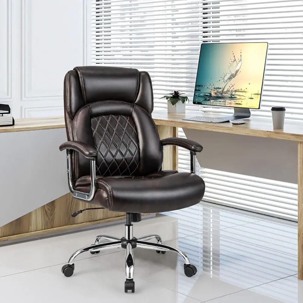 Brown heavy-duty big and tall office chair by Platinum-Level Office Chairs with ergonomic design and 500lbs support.