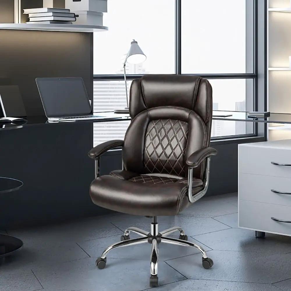 Heavy-duty big and tall office chair by Platinum-Level Office Chairs, brown ergonomic desk chair supporting up to 500 lbs.