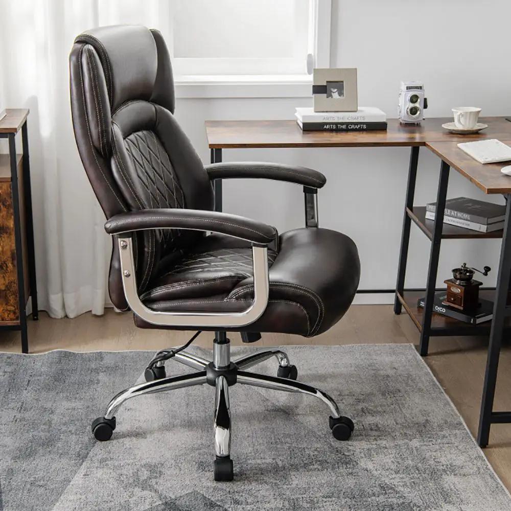 Brown heavy-duty big tall office chair by Platinum-Level Office Chairs with ergonomic design and 500lbs support for tall users.