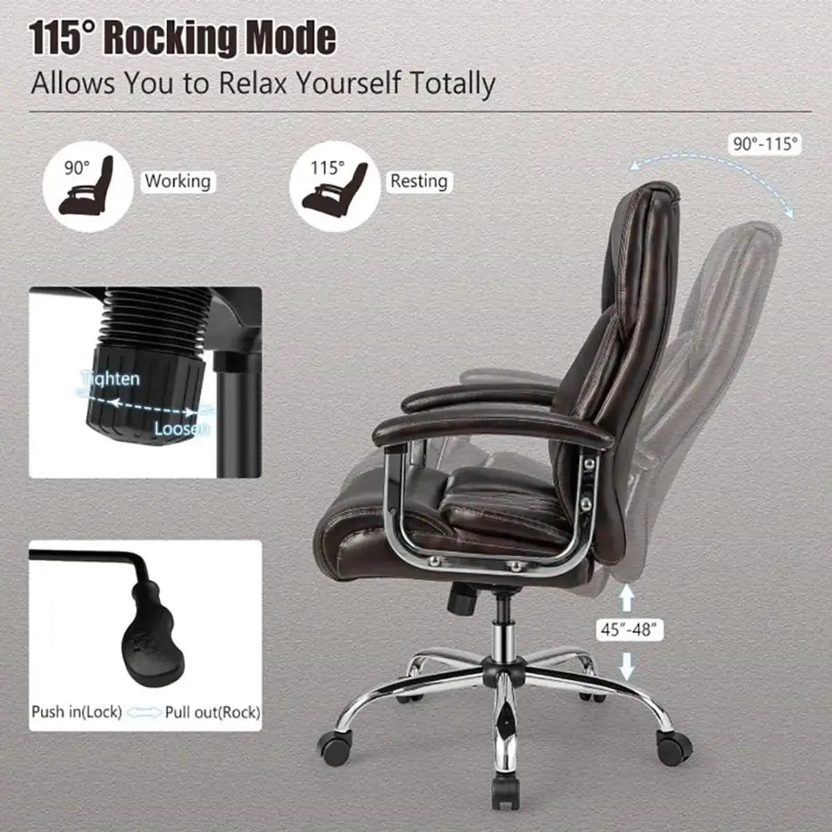 Brown heavy-duty big and tall office chair by Platinum-Level Office Chairs with ergonomic design and 500lbs support.