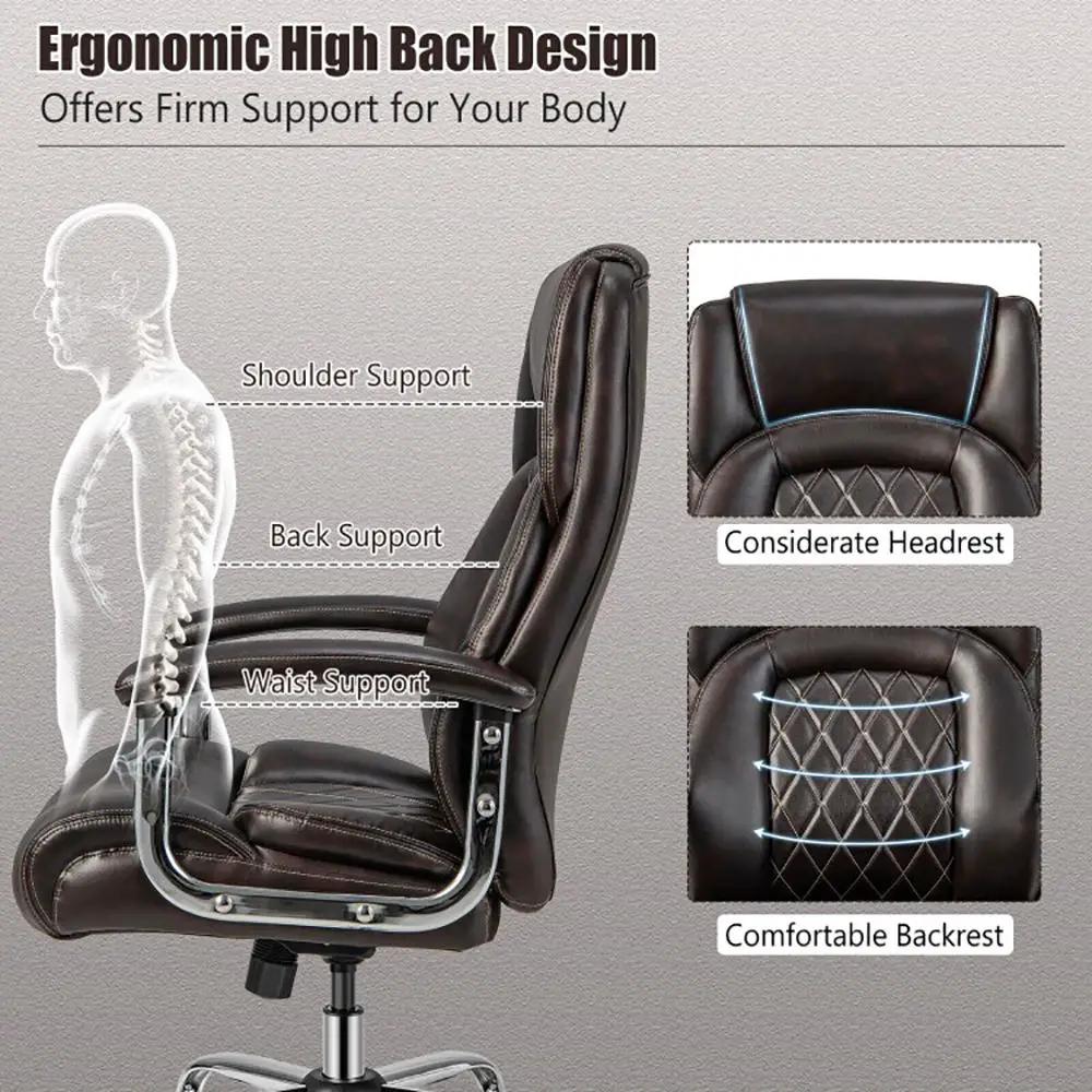 Brown heavy-duty big and tall office chair by Platinum-Level Office Chairs with ergonomic design and 500lbs weight support.