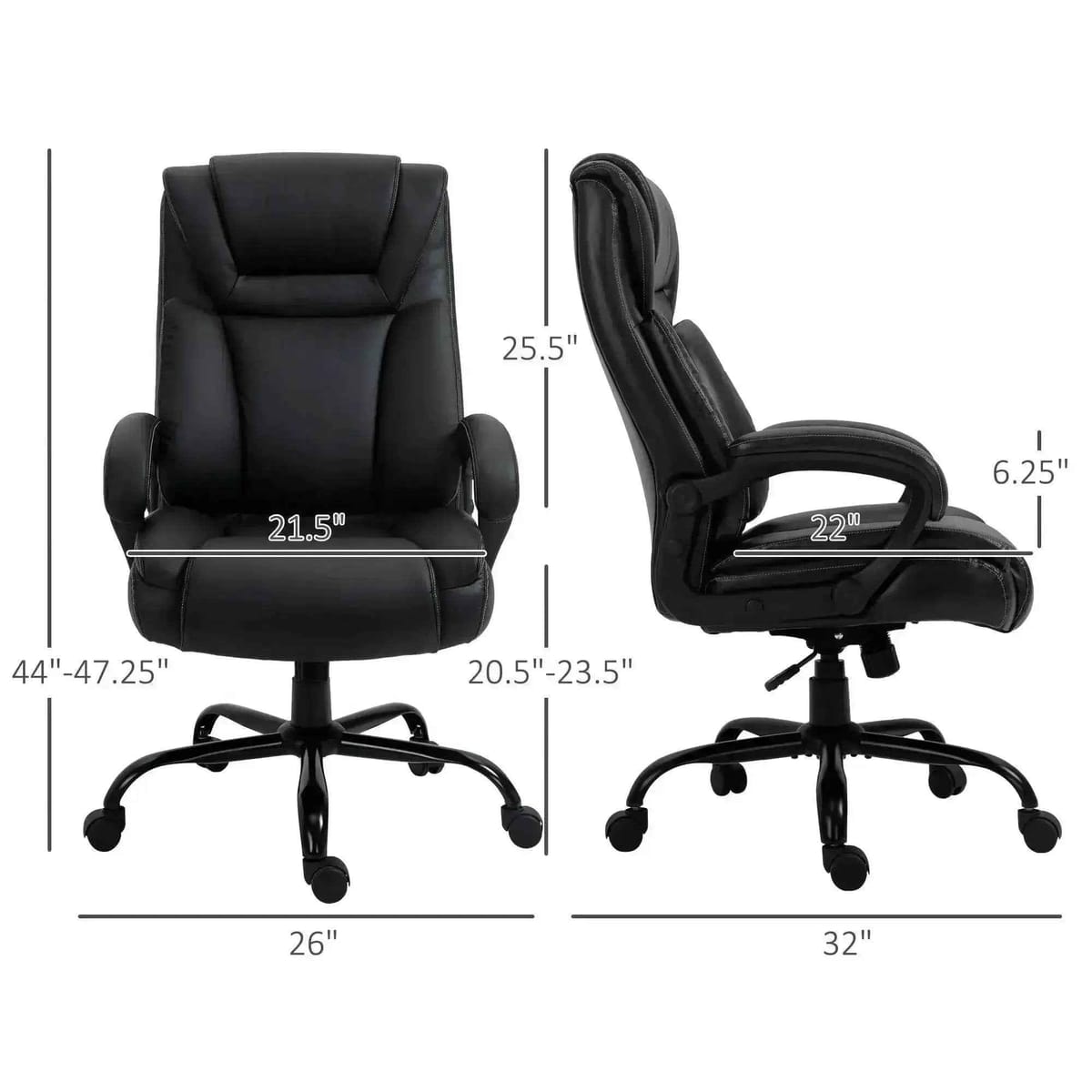 Heavy Duty Big And Tall Executive Office Chair 400lbs Capacity