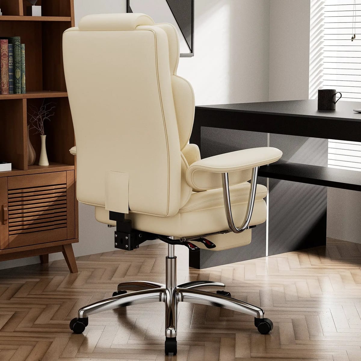 Premium Grade Big Tall Executive Leather Office Chair by Platinum-Level Office Chairs with recline feature, black leather and sturdy design.