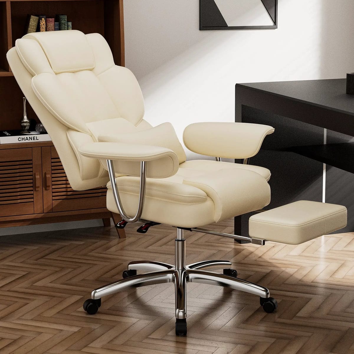 Big tall executive leather office chair by Platinum-Level Office Chairs with recline feature and plush cushioning.