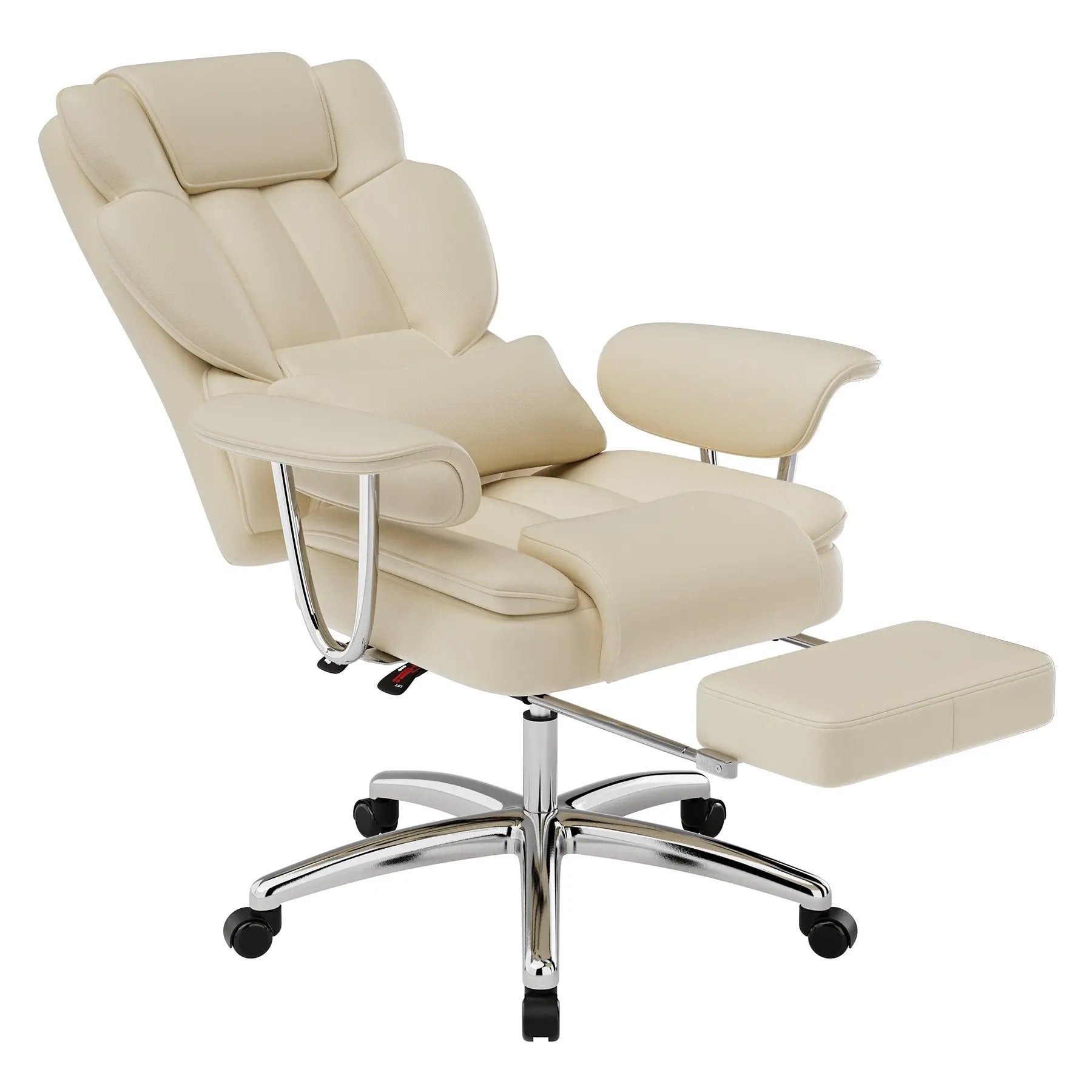 Big tall executive leather office chair with recline, platinum-level office chairs, premium grade, ergonomic design, black leather.