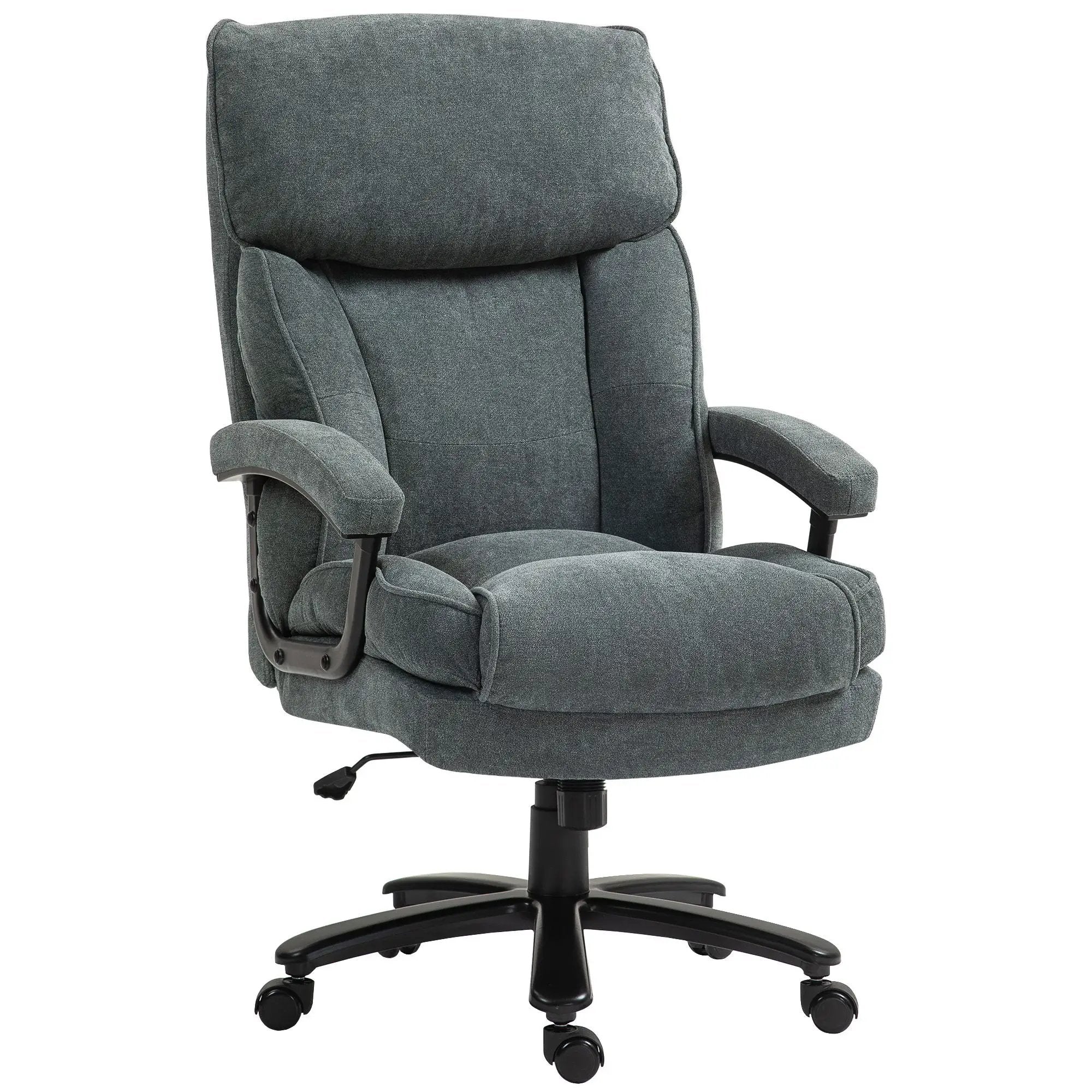 Gray platinum-level big and tall executive desk chair, heavy-duty 450lb capacity, with ergonomic comfort and sturdy design.