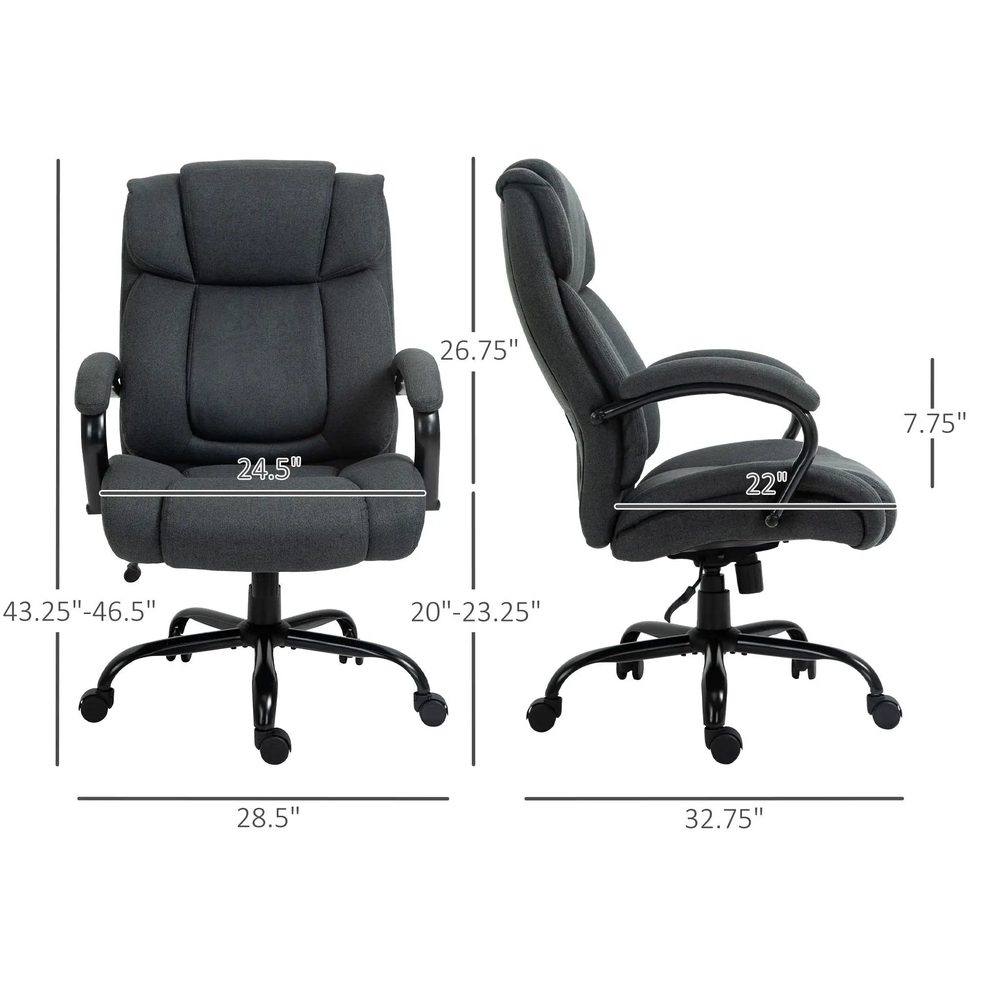 Grey big and tall office chair from Platinum-Level Office Chairs with a heavy-duty frame and wide seat for comfort.
