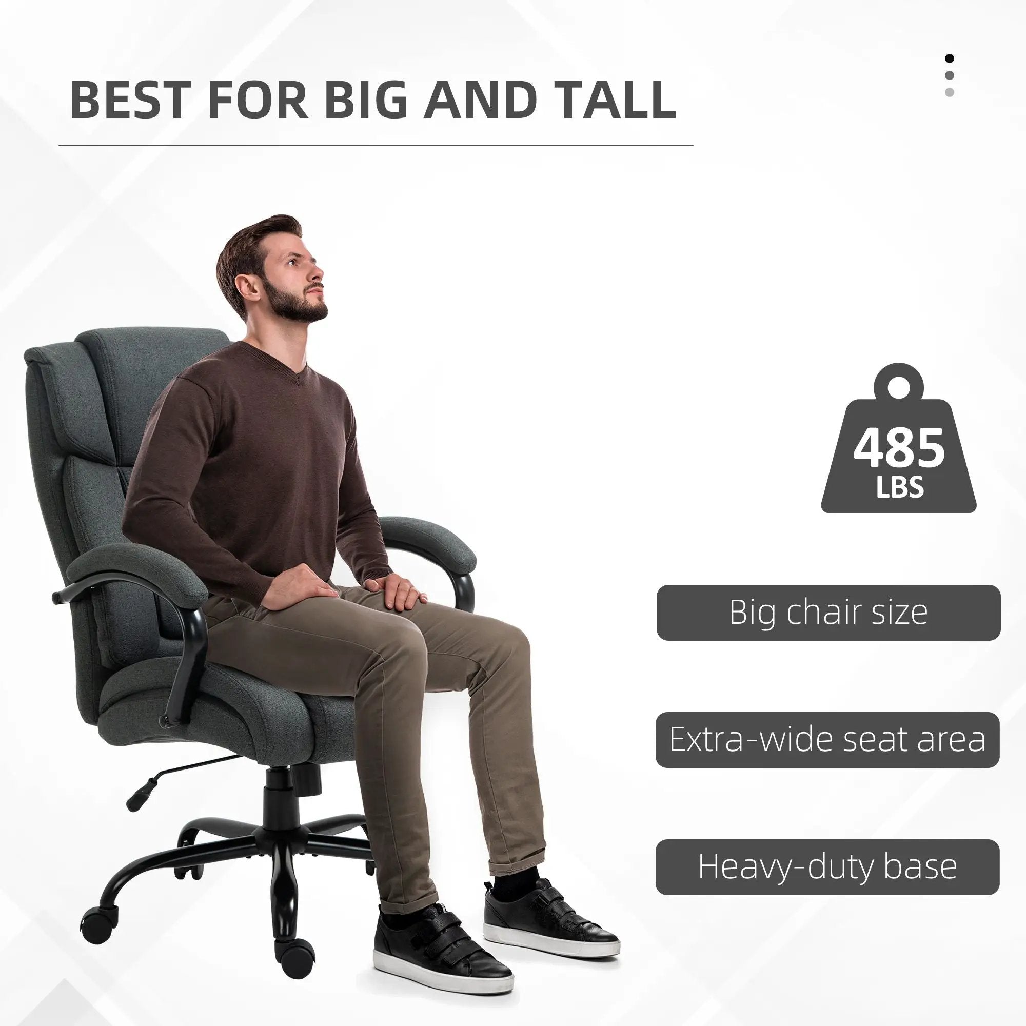 Heavy-duty grey big and tall office chair by Platinum-Level Office Chairs with wide seat and sturdy construction.