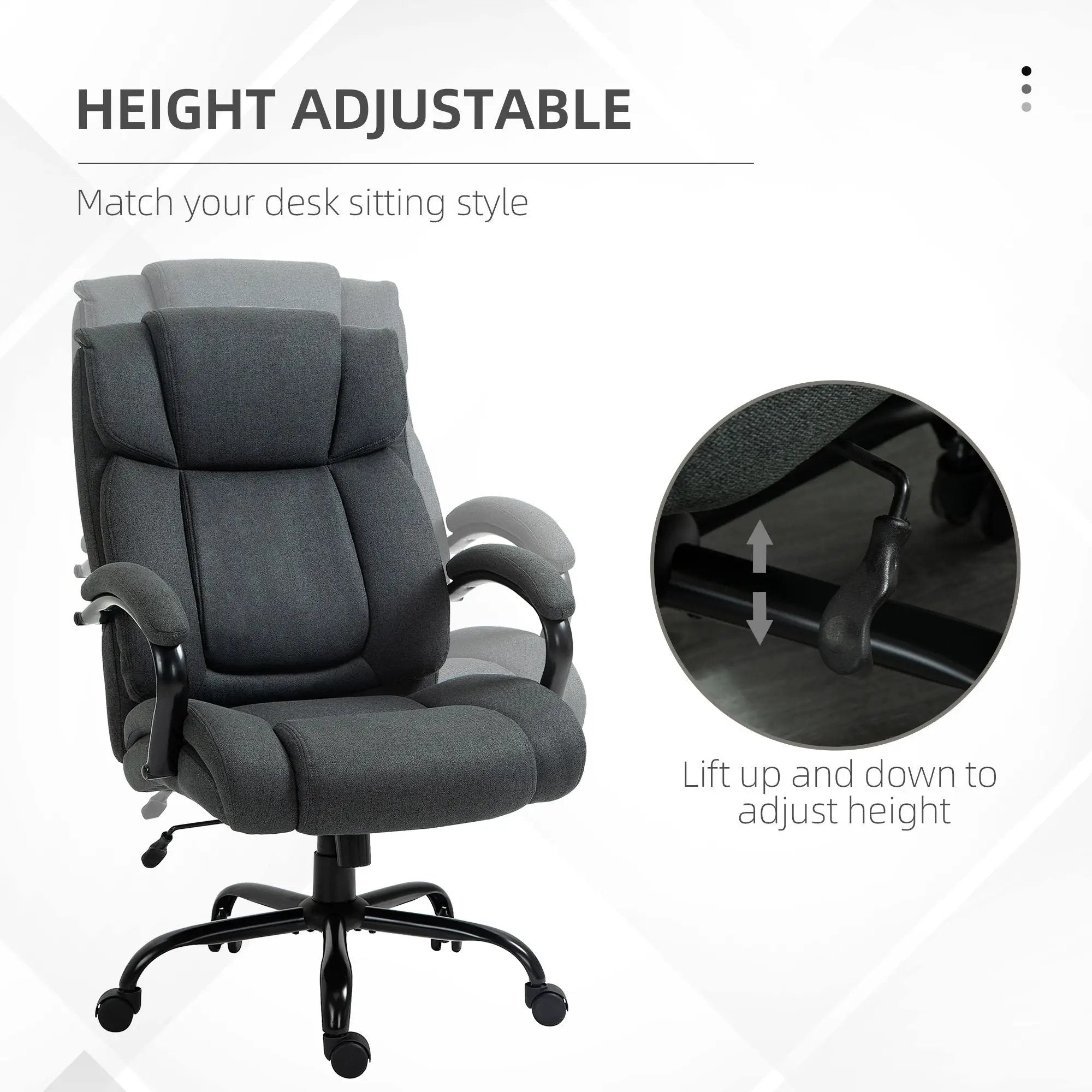 Platinum-Level Office Chairs big and tall office chair in grey with wide seat, heavy-duty design, suitable for large users.