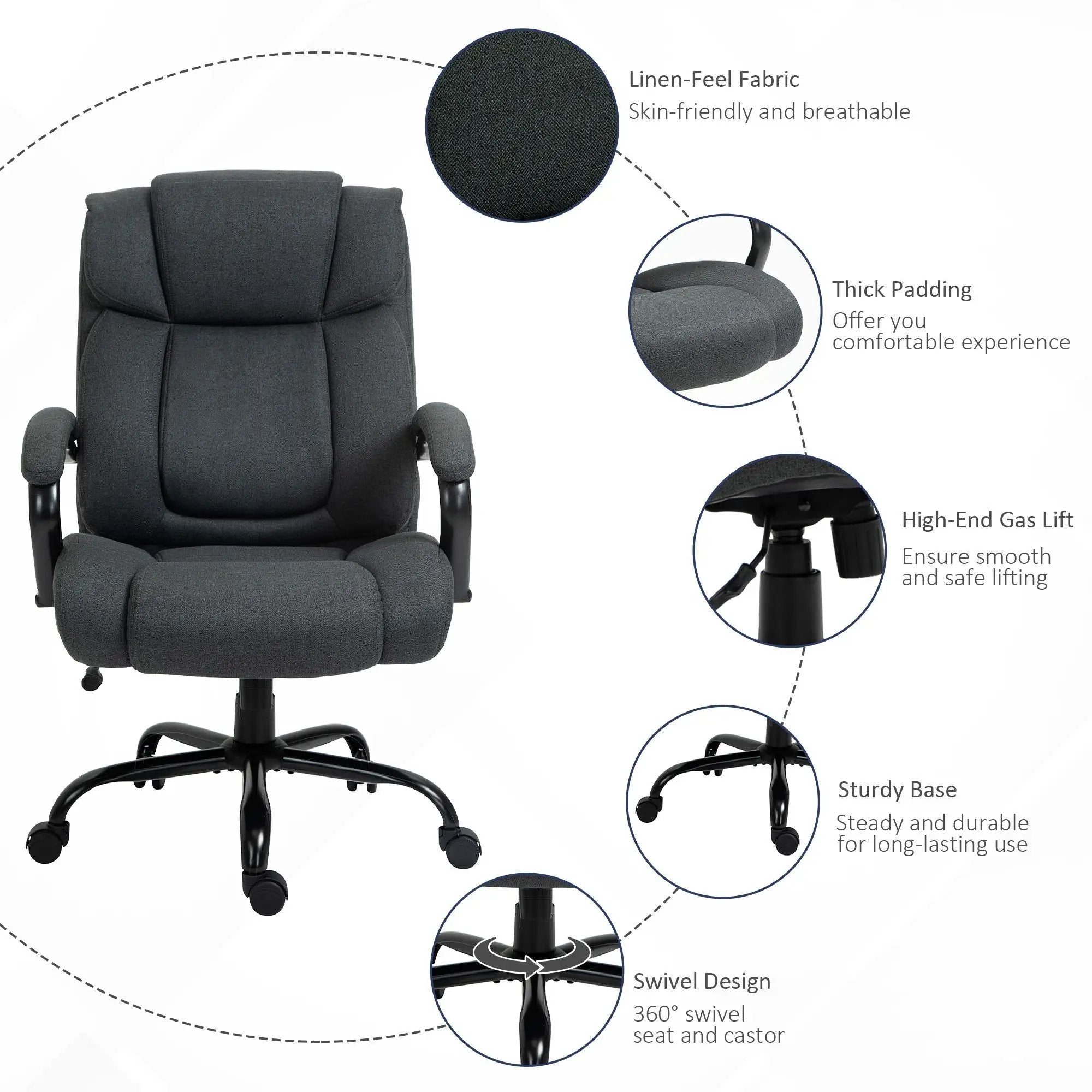 Platinum-Level Office Chairs big and tall office chair in grey with wide seat, heavy-duty design for extra comfort and support.
