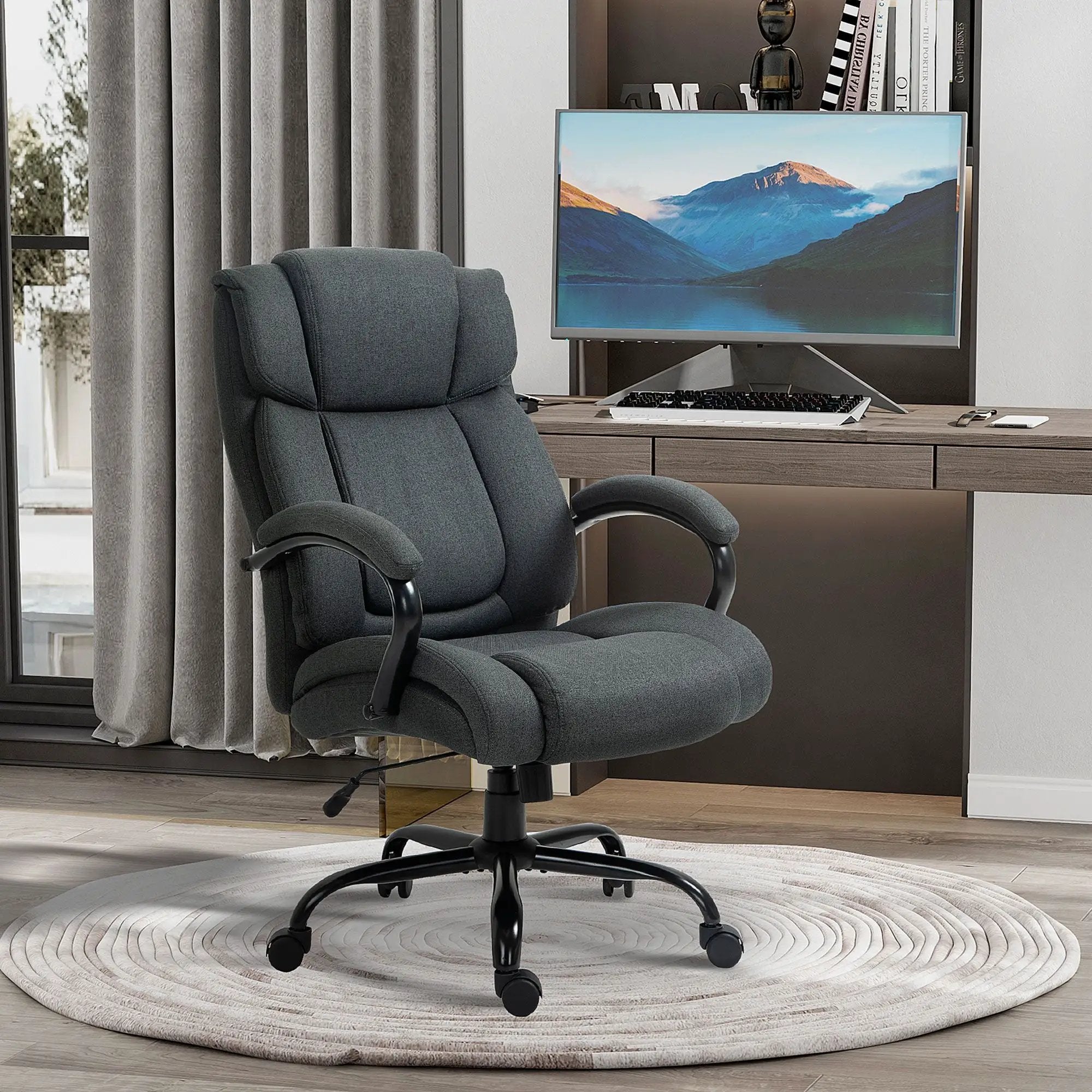Platinum-Level Office Chairs big and tall grey office chair with heavy-duty frame and wide seat for comfort and support.