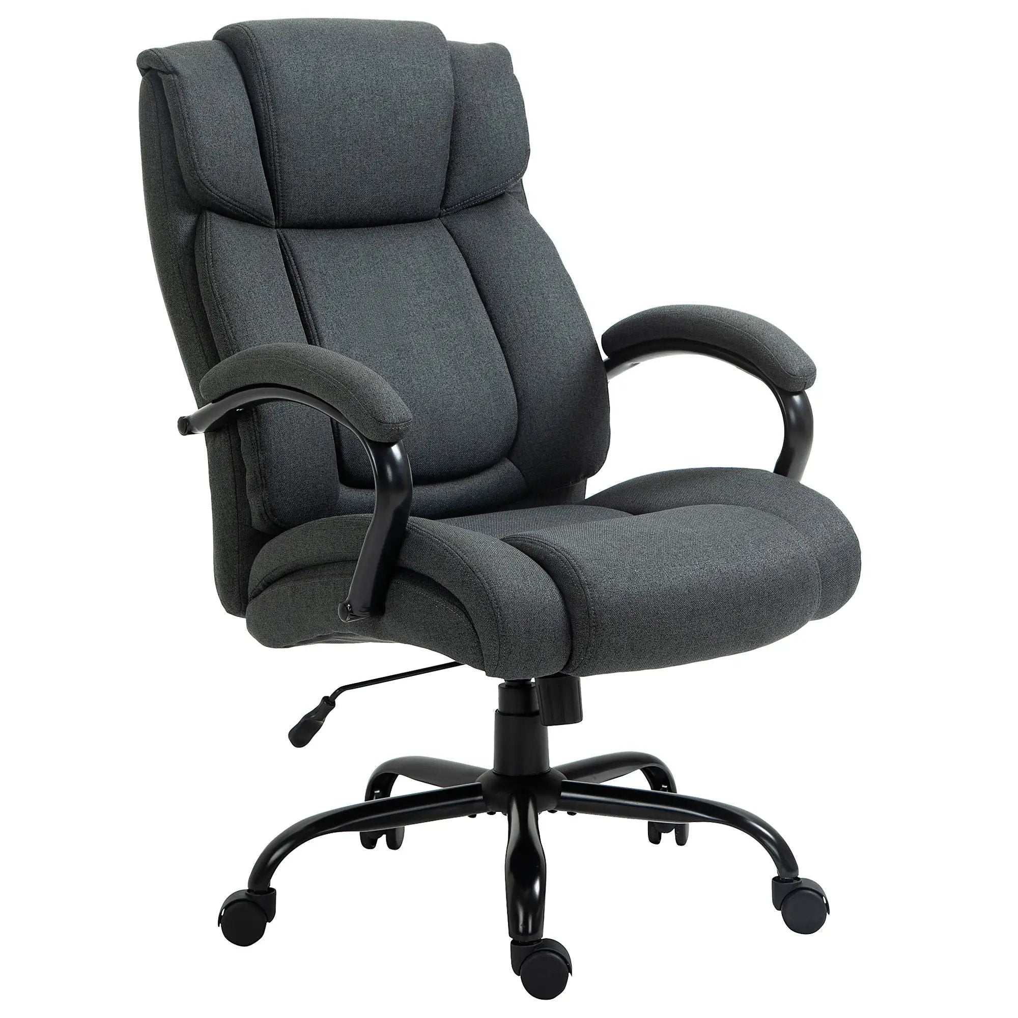 Big and tall Platinum-Level Office Chair with wide seat, heavy-duty design, grey upholstery, and sturdy support for larger users.