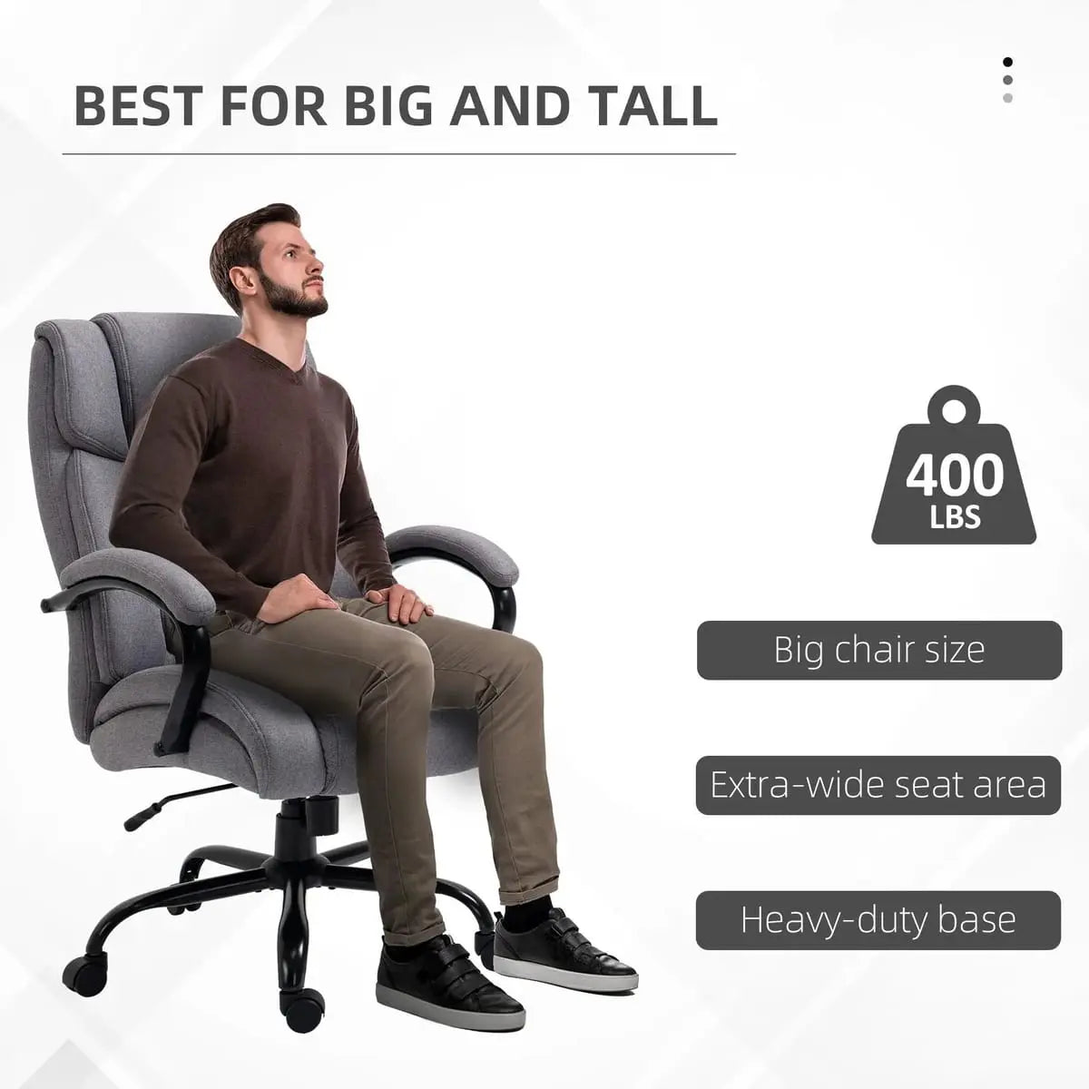 Big And Tall Ergonomic Executive Office Chair Featuring Wide Seat Platinum-Level Office Chairs