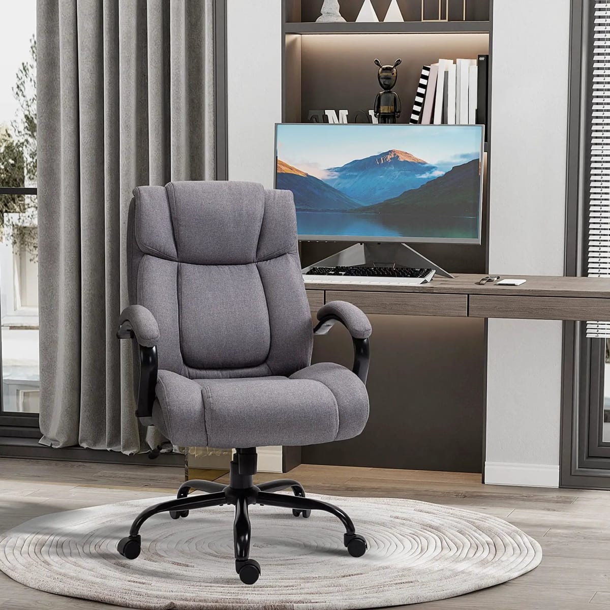 Light gray big and tall ergonomic executive office chair with a wide seat from Platinum-Level Office Chairs, designed for comfort and support.