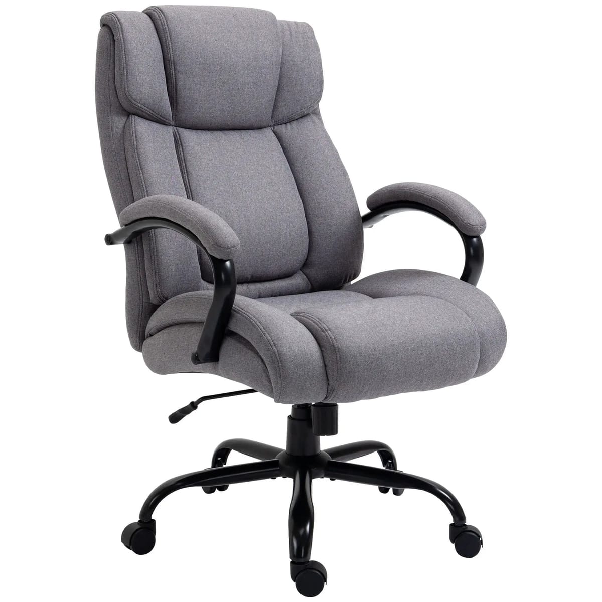 Light gray big and tall ergonomic executive office chair by Platinum-Level Office Chairs with a wide seat and supportive design.