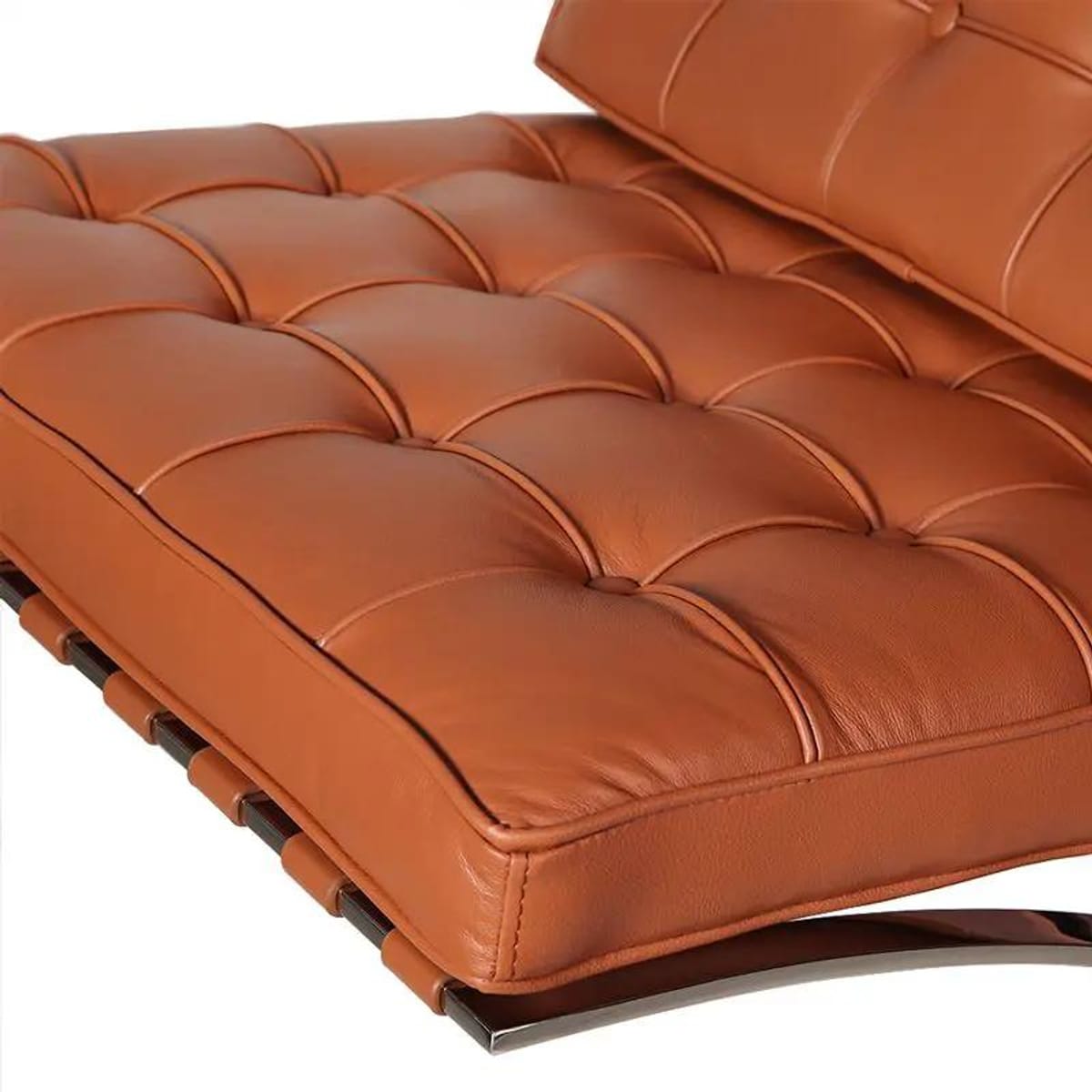 Black foldable lounge chair in Barcelona style by Platinum-Level Office Chairs with durable frame and non-slip feet.