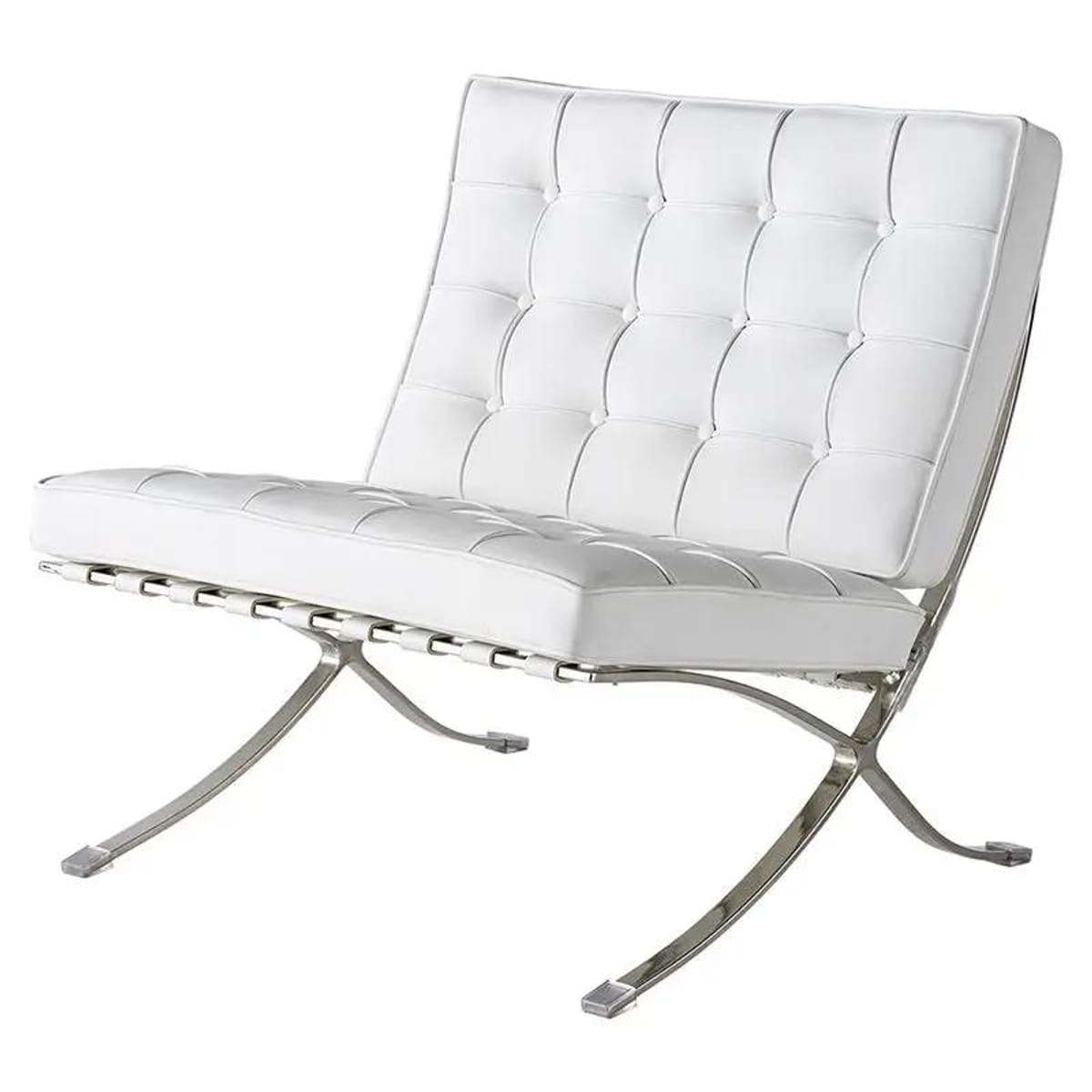 Black foldable lounge chair in Barcelona style with durable frame and non-slip feet, ideal for modern office or lounge spaces.