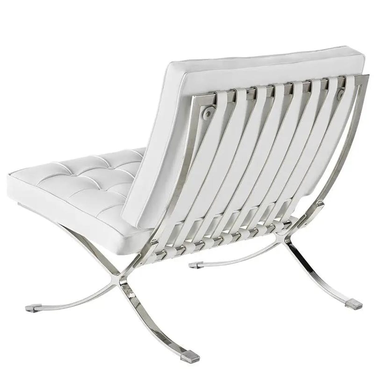 Black foldable lounge chair in Barcelona style with durable frame and non-slip feet, ideal for modern space relaxation.