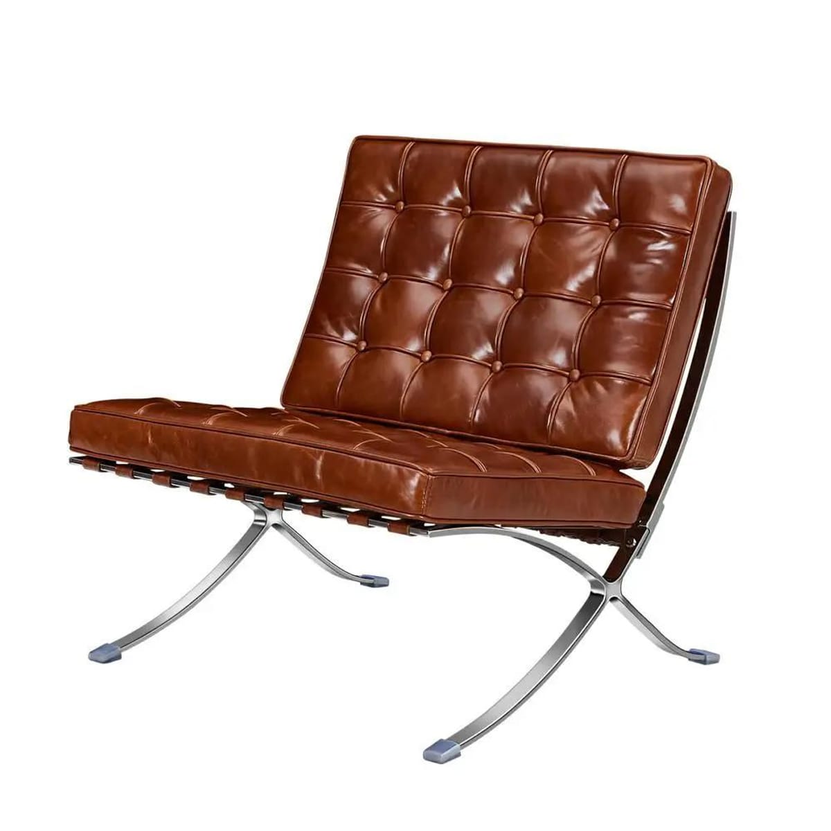 Black foldable lounge chair in Barcelona style with durable frame and non-slip feet, ideal for modern living spaces.
