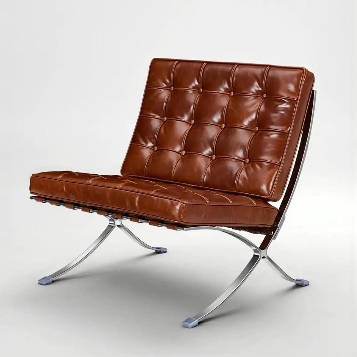 Black foldable lounge chair in Barcelona style with durable frame and non-slip feet, ideal for modern relaxation spaces.