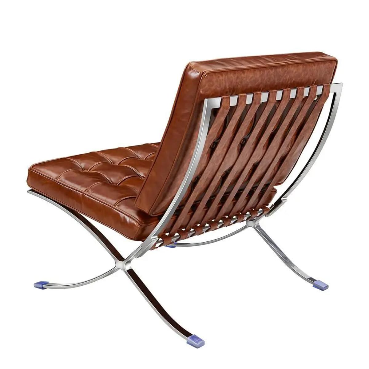 Black foldable lounge chair in Barcelona style with durable frame and non-slip feet, ideal for modern office or lounge spaces.