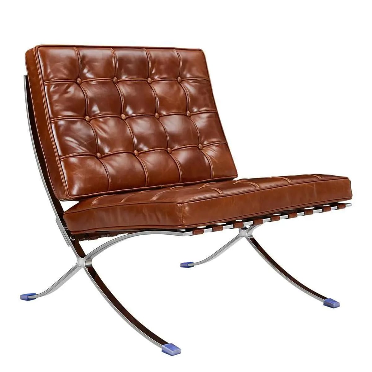 Black foldable lounge chair in Barcelona style with durable frame and non-slip feet, designed for comfortable space-saving seating.