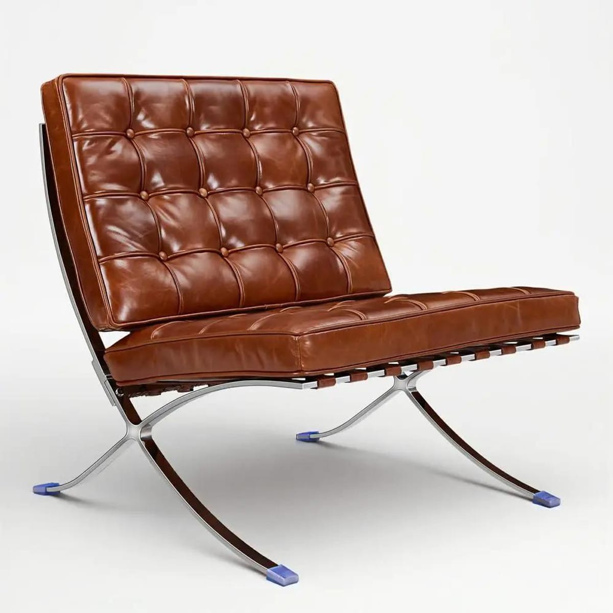 Black foldable lounge chair in Barcelona style with durable frame and non-slip feet, designed for comfortable space-saving seating.