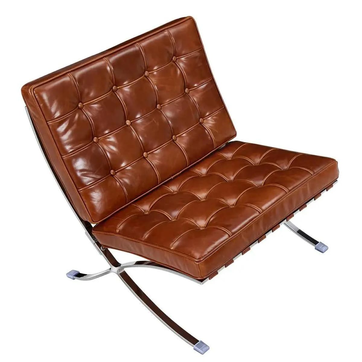Black foldable lounge chair in Barcelona style with durable frame and non-slip feet, designed for comfortable relaxation.