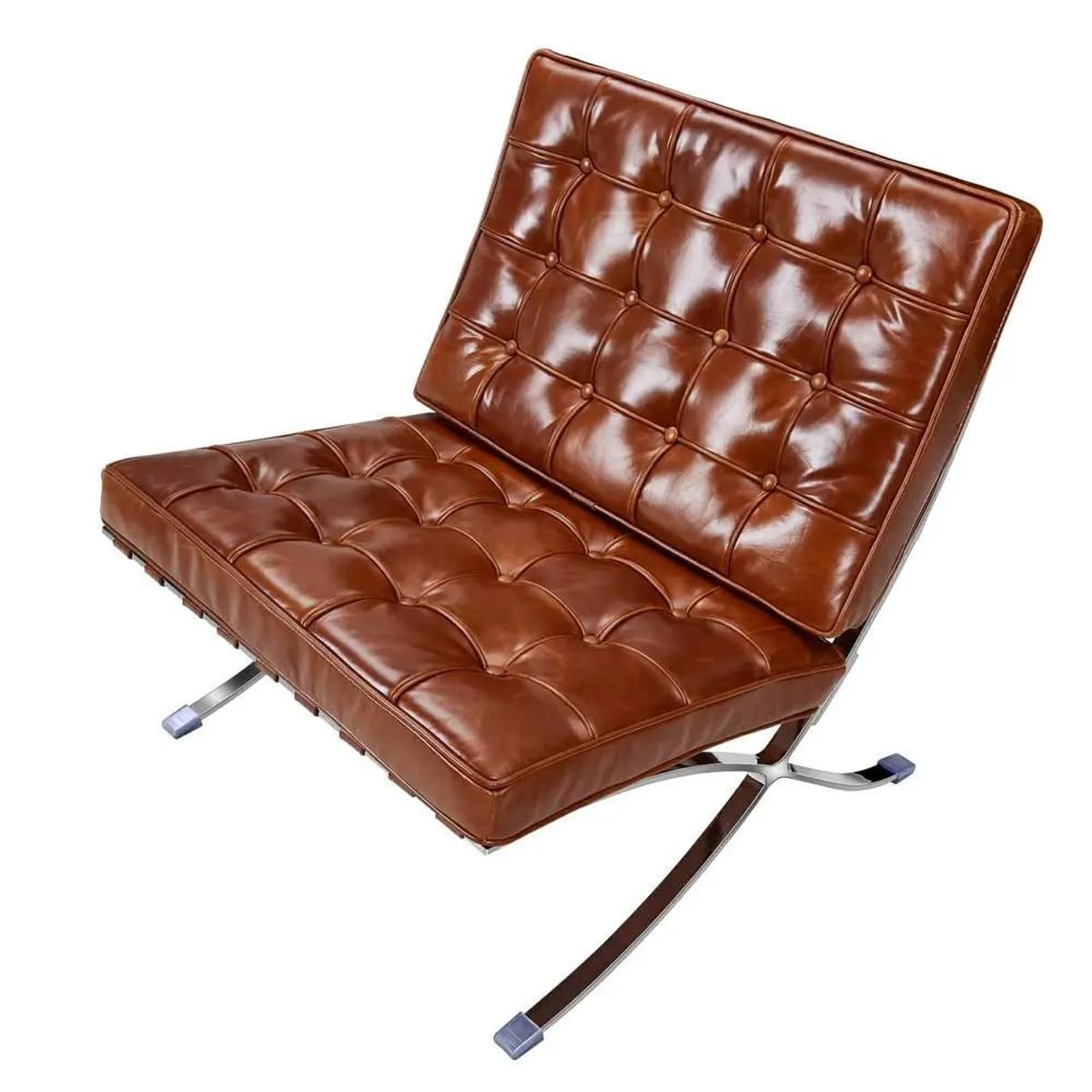 Black foldable lounge chair in Barcelona style with durable construction and non-slip feet, designed for comfortable space-saving seating.