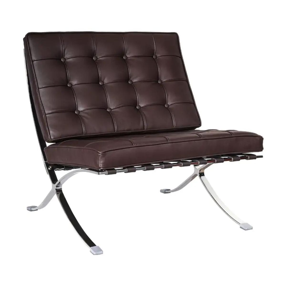 Black foldable lounge chair in Barcelona style with durable frame and non-slip feet, ideal for modern office or lounge spaces.