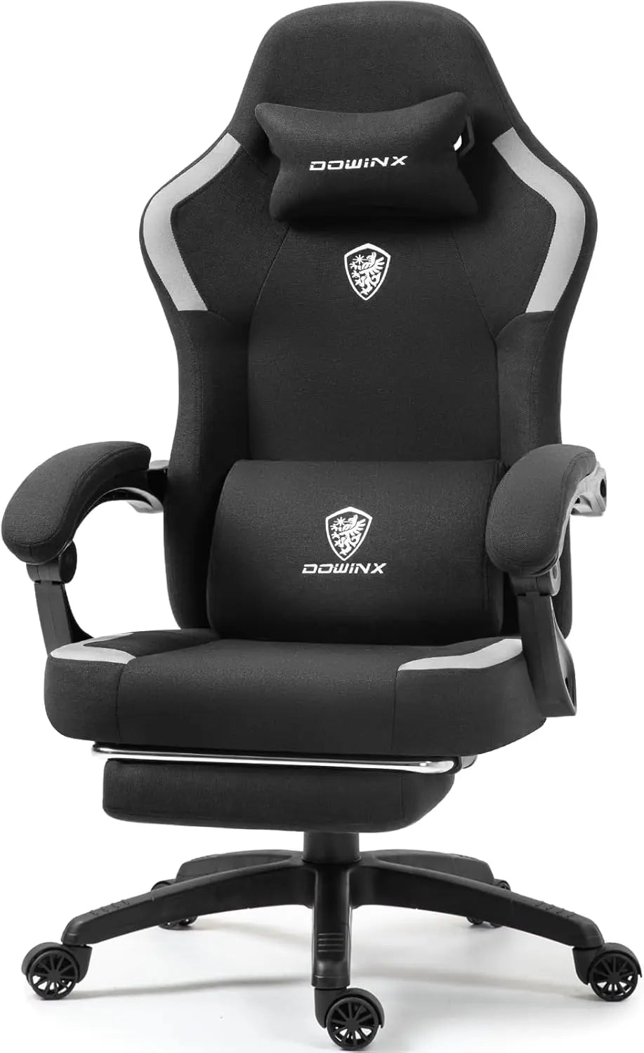 Dowinx Fabric Gaming Chair with Massage Lumbar Support and Footrest - Platinum-Level Office Chairs
