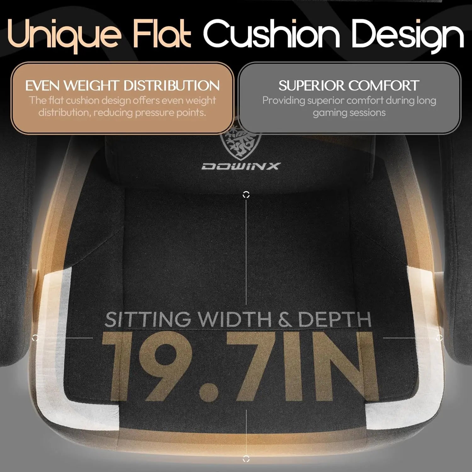 Dowinx Fabric Gaming Chair with Massage Lumbar Support and Footrest - Platinum-Level Office Chairs