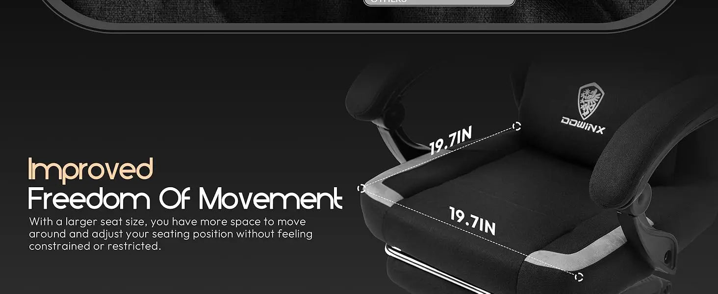 Dowinx Fabric Gaming Chair with Massage Lumbar Support and Footrest - Platinum-Level Office Chairs