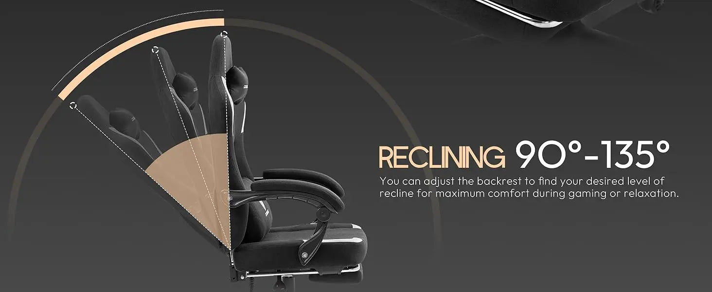 Dowinx Fabric Gaming Chair with Massage Lumbar Support and Footrest - Platinum-Level Office Chairs